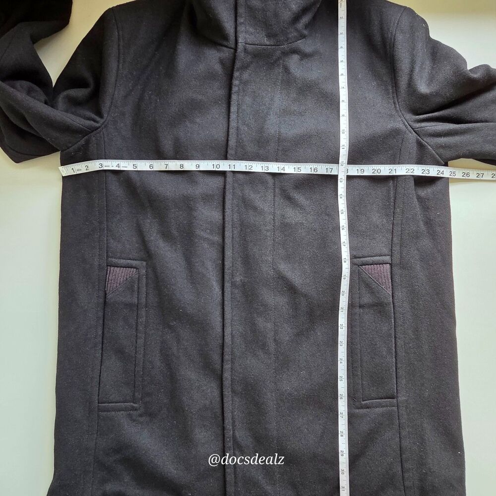 Marc New York Black Overcoat Wool Blend Men's Large - Picture 5 of 8